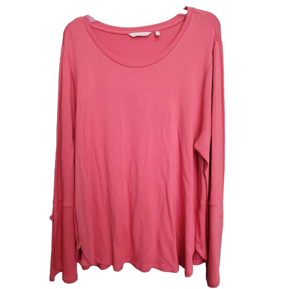 Soft Surroundings Coral Orange Knit Scoop Neck Long Sleeve Tunic Size 2X